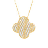 0.63ct 14k Yellow Gold Diamond Pave Clover Necklace